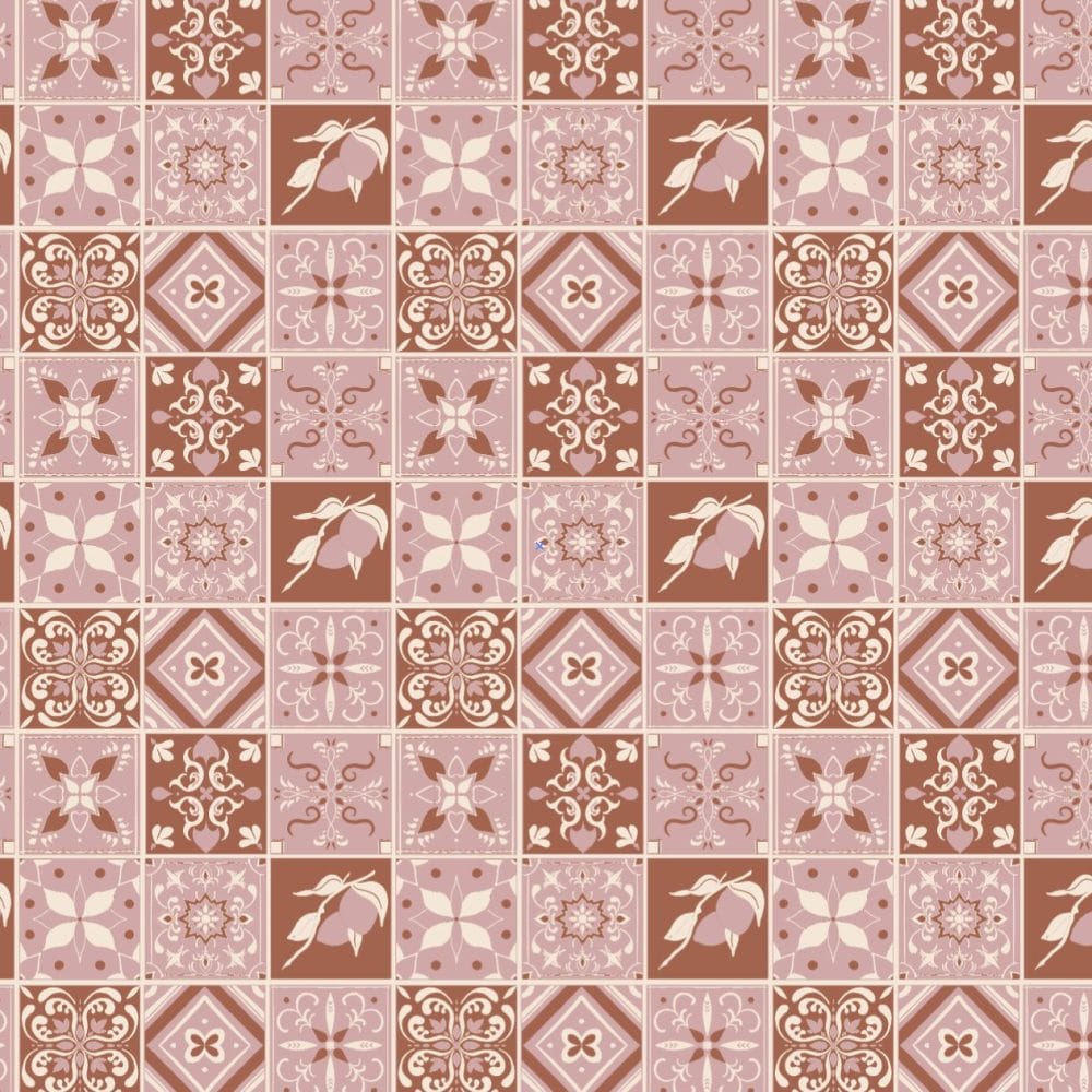 Spanish Revival Tile wallpaper in classic pink and terracotta